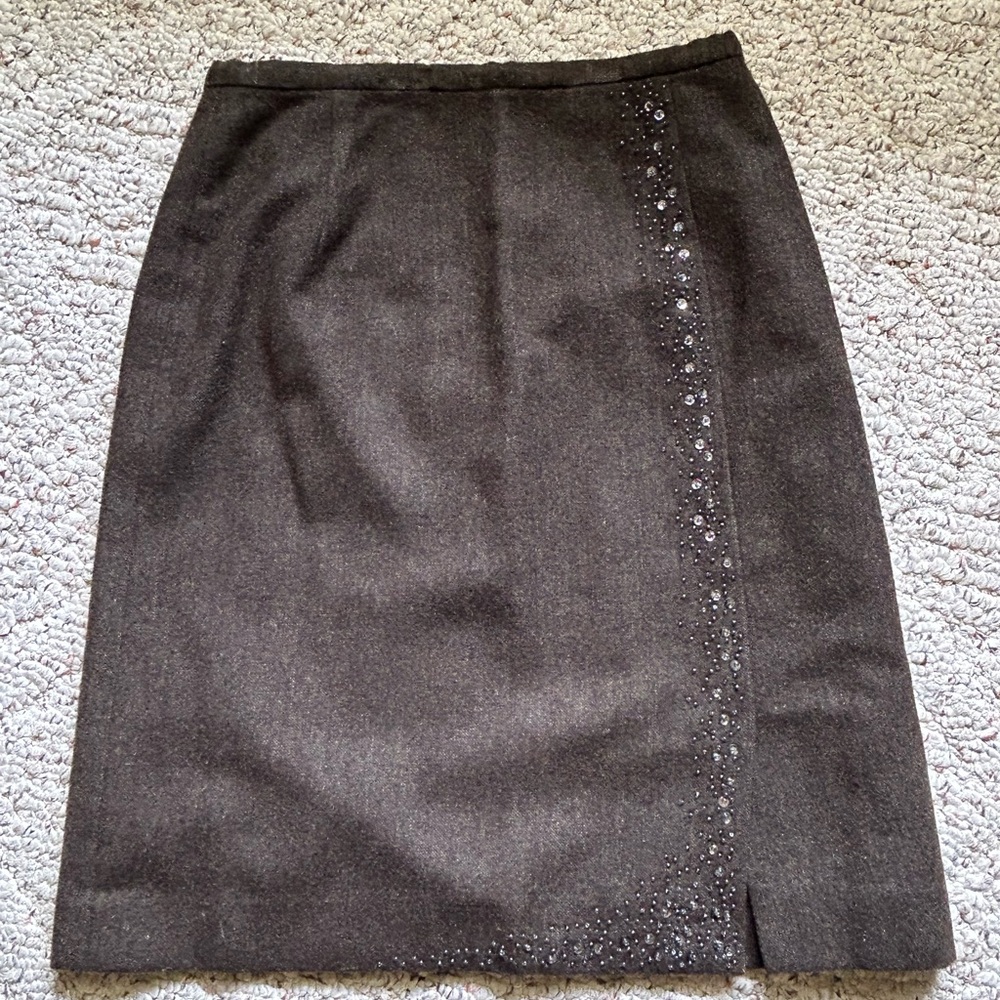 Vintage Grey Green Embellished Mini Skirt